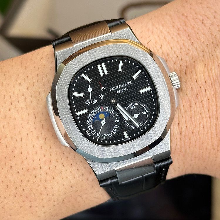 ساعت مردانه پتک فیلیپ پاورگیج بند چرم اتوماتیک